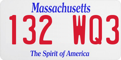 MA license plate 132WQ3