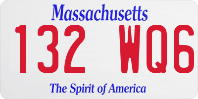 MA license plate 132WQ6