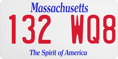 MA license plate 132WQ8