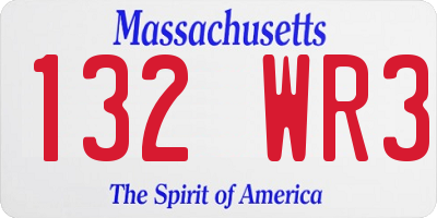 MA license plate 132WR3