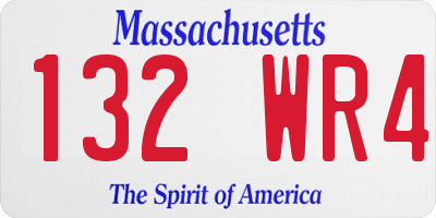 MA license plate 132WR4