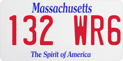 MA license plate 132WR6