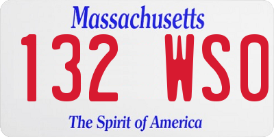 MA license plate 132WS0