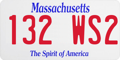 MA license plate 132WS2