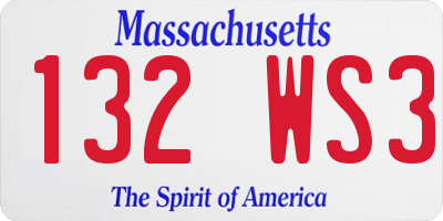 MA license plate 132WS3