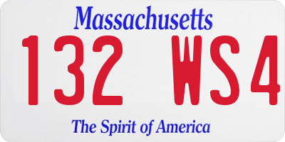 MA license plate 132WS4