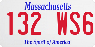 MA license plate 132WS6