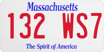 MA license plate 132WS7