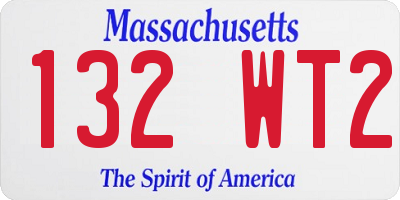 MA license plate 132WT2
