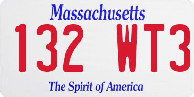 MA license plate 132WT3