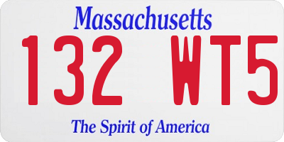 MA license plate 132WT5