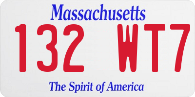 MA license plate 132WT7