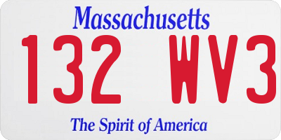 MA license plate 132WV3
