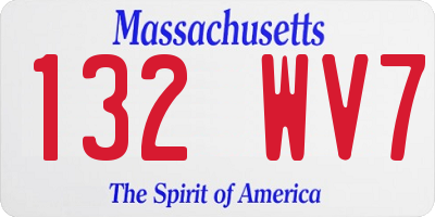 MA license plate 132WV7