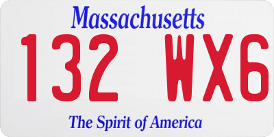 MA license plate 132WX6