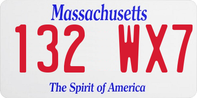 MA license plate 132WX7