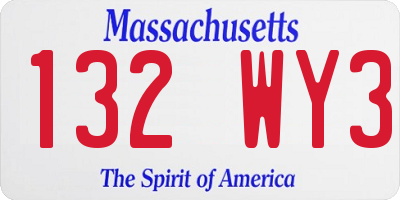 MA license plate 132WY3