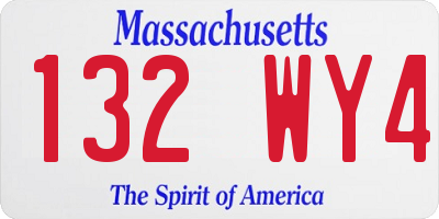MA license plate 132WY4