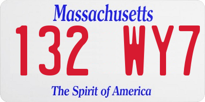 MA license plate 132WY7