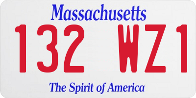 MA license plate 132WZ1