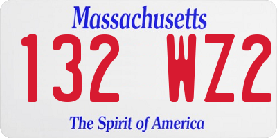 MA license plate 132WZ2