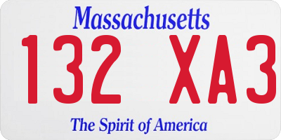 MA license plate 132XA3