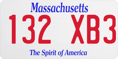 MA license plate 132XB3