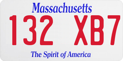 MA license plate 132XB7