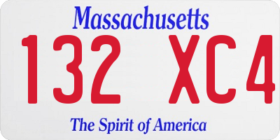 MA license plate 132XC4