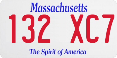 MA license plate 132XC7