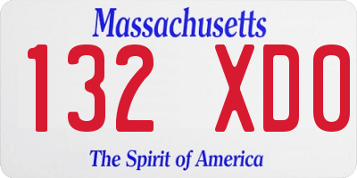 MA license plate 132XD0