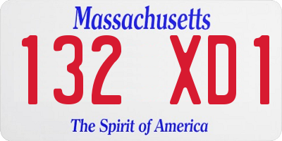 MA license plate 132XD1