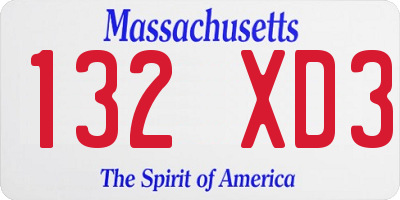 MA license plate 132XD3