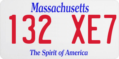 MA license plate 132XE7