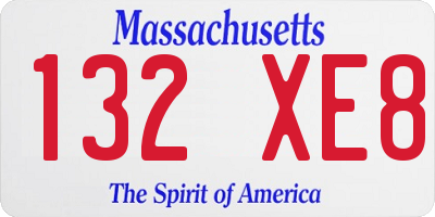 MA license plate 132XE8