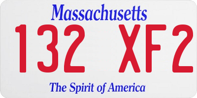 MA license plate 132XF2