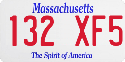 MA license plate 132XF5