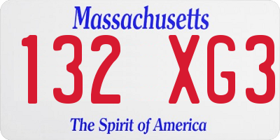 MA license plate 132XG3