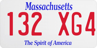 MA license plate 132XG4