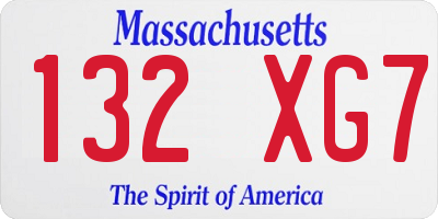MA license plate 132XG7