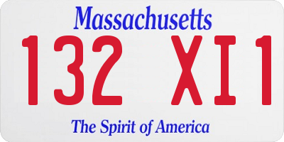 MA license plate 132XI1