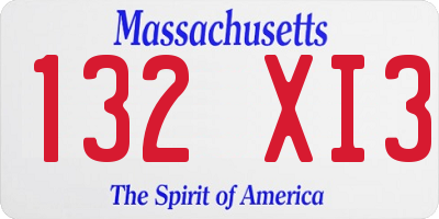 MA license plate 132XI3