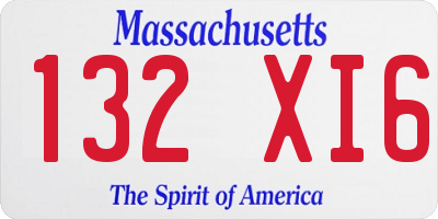 MA license plate 132XI6