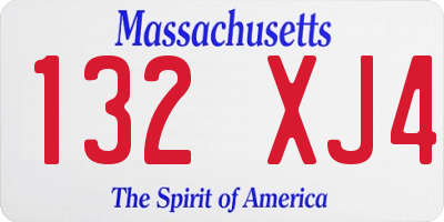 MA license plate 132XJ4