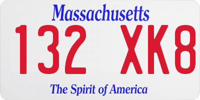 MA license plate 132XK8