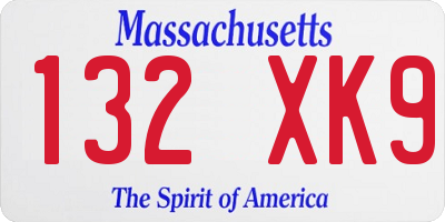 MA license plate 132XK9