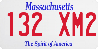 MA license plate 132XM2