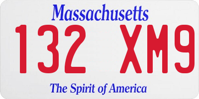 MA license plate 132XM9