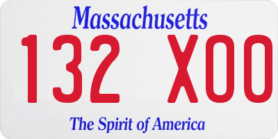 MA license plate 132XO0