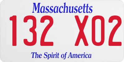 MA license plate 132XO2